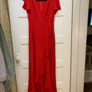 Elegant Red Wrap Dress
